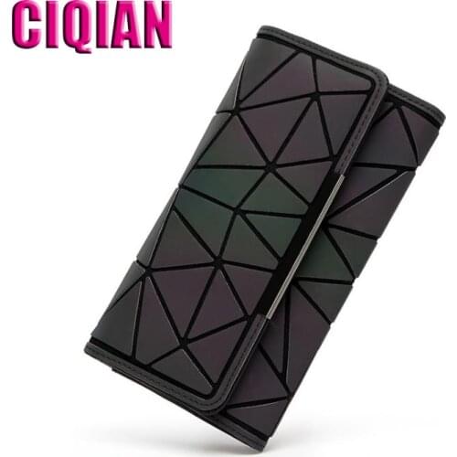 2020 Fashion Luminous wallet New handbag women hologram Clutch purse geometric Matt Color geometry wallet Free Shipping