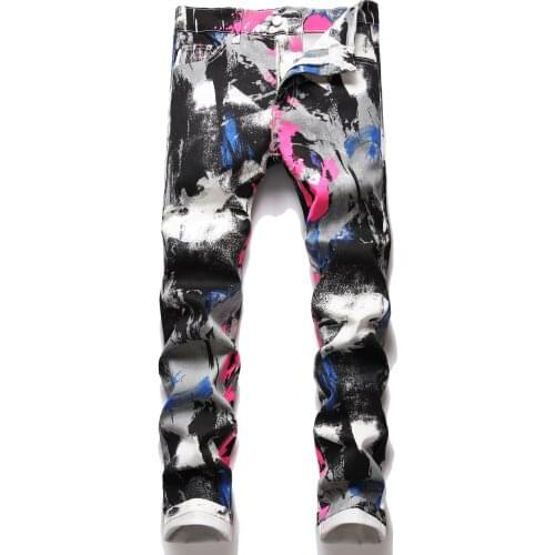 2021 Men’s Multi Prints Denim Pants,Slim-fit Straight Camouflage Jeans,Korea Version&Cool Style,Youth Fashion Must