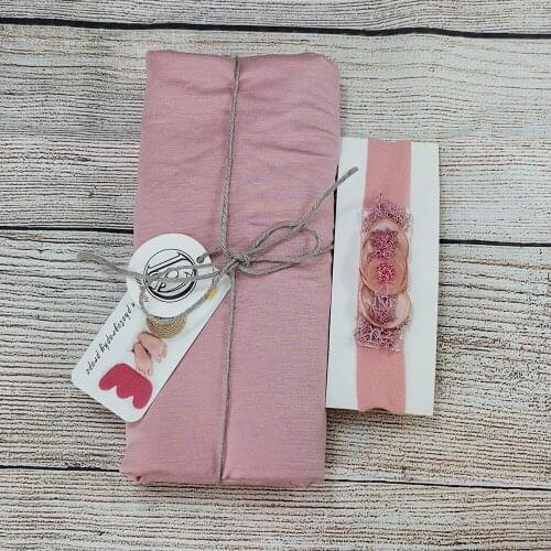 A Set 160x40cm Stretch Newborn Knit Wraps Matched Headband Baby Photography Props Blanket Infant Photo Shooting Accessories