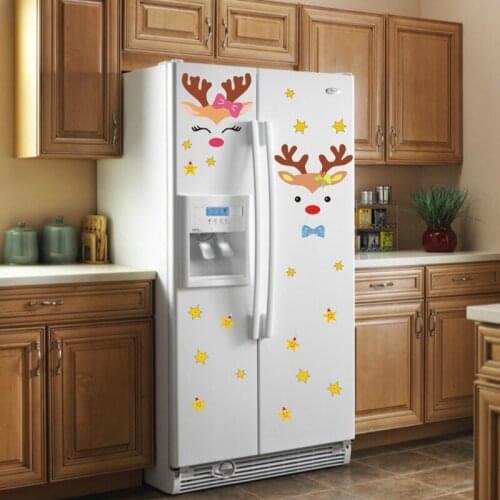 DIY New Year Christmas Deer Stickers Fridge Car Living Room Xmas Elk Decals Window Showcase Glass Decorative Poster Sticker