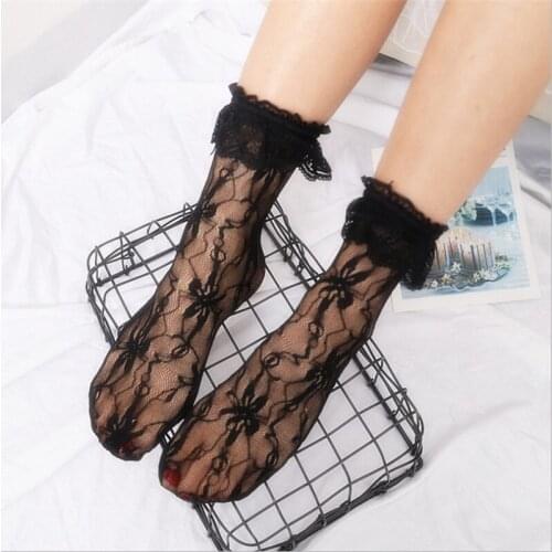 New Lace Womens Socks Japanese Mesh Socks Thin Flower Stockings Black Sexy Retro Tide Socks Socks Summer