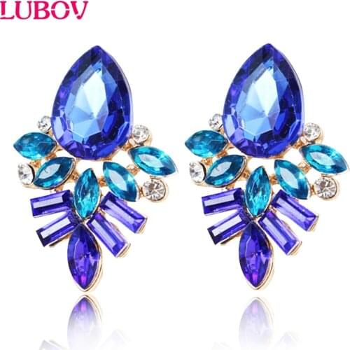 NEW Women Fashion Jewelry Style Blue/Black/Pink Earrings Handmade Rhinestone sweet stud crystal earrings for women girl