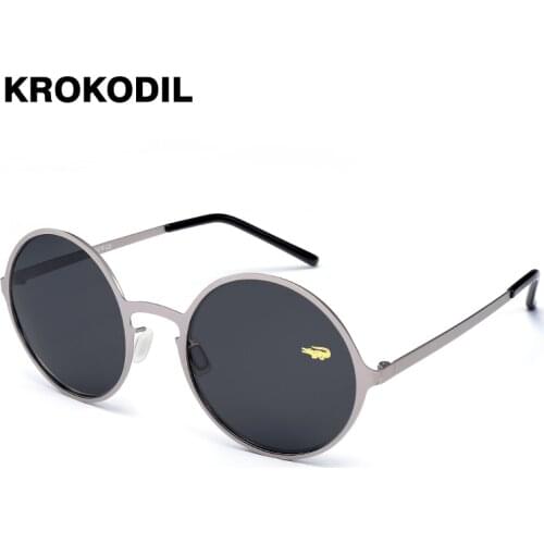 Krokodil Brand Designer Fashion Unisex Sun Glasses Polarized Coating Mirror Sunglasses Round Male Eyewear For Men/Women2836