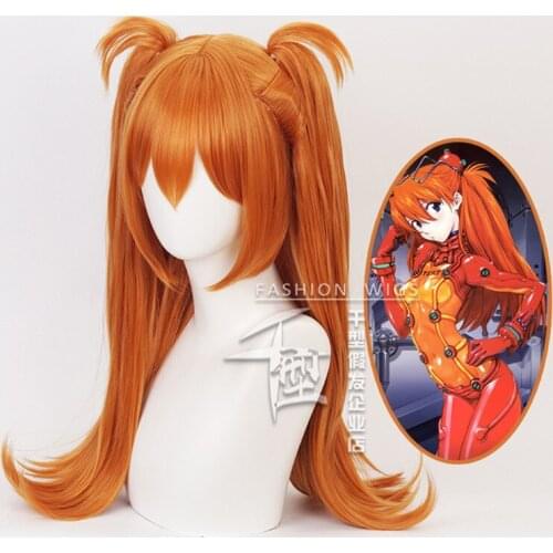Anime Asuka Langley Soryu Orange Long Ponytails Wig Cosplay Costume Heat Resistant Synthetic Hair Women Wigs