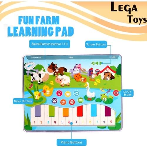 Kids Learning Pad Fun Farm Tablet 7 Modes Learning Machine with Led Light interactive Educational learning toys for children
