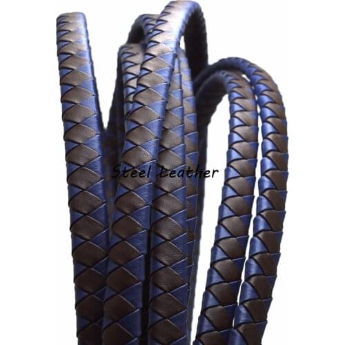 5m/lot Approx 11.5*6mm blue brown Braided Leather Rope Punk Braided Leather Cord Flat Braided Cord Rope Accessories Jewelry Find