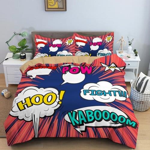 Graffiti Colorful Bedding Set Comic Pattern Design Duvet Cover Queen King Size Soft Comfoter Covers & pillowcase for kids adult