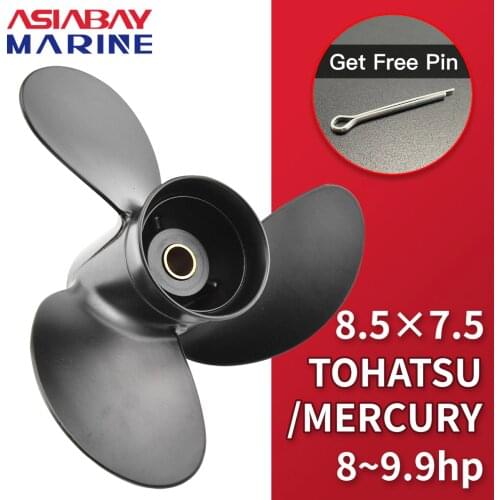 Outboard Propeller 8.5 x 7.5 For Tohatsu/Nissan/Mercury 8-9.8HP Aluminum Alloy Propeller 3 Blades 12 Spline Tooth 3B2-64515-0