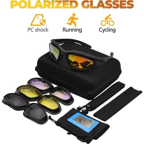 Polarized Gray Sunglasses for Men Women Motorcycle Riding 4 in 1 Anti-fog Lens Safety Glasses Night Driving Fishing Goggles