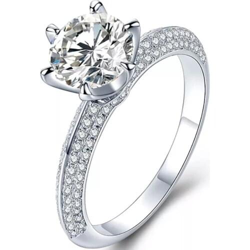 New store promotion. Classic style 2 carat moissanite womens ring. Round 8 mm color E F. 925 silver is hot. GRA certificat