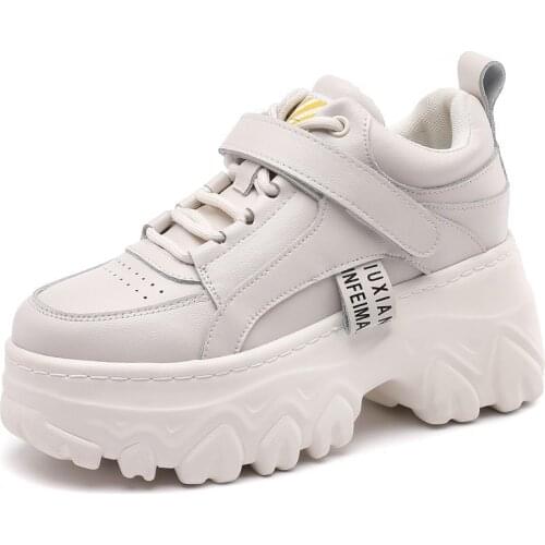 RASMEUP Genuine Leather Platform Chunky Sneakers 2020 Summer Fashion Breathable Women Platform Heel Fashion Shoes Footwear