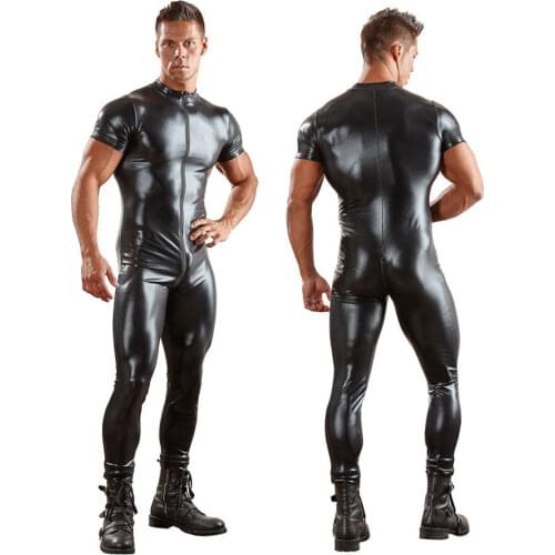 Sexy Lingerie Sexy GAY Mens Bondage Fetish Stretch PVC Look Latex Spandex jumpsuit Bodysuit L949