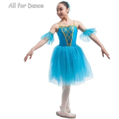 Blue Dance Tutu Long Dress For Child Ballet Dance Performance Costume