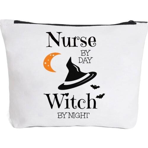 Funny Nurse Witch Halloween eve Cosmetic makeup Bag RN Nurse Mom Wife girlfriend friend sister birthday Christmas Gift present