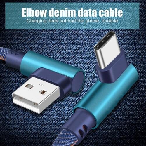 1M High-quality Practical Micro Type-C Cable 90 Degree Right Angle USB 3.1 Data Sync Charger Copper Core Cable For TypeC Android