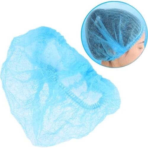 10 PCS Hair Disposable Hair Care Caps Pleated Anti Dust Hat Hotel Salon Supplies Set Blue Bouffant Shower Caps