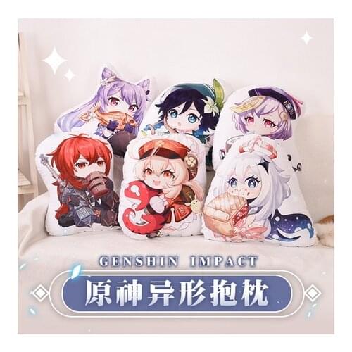 2021Genshin Impact Barbara Diluc Qiqi Short Plush Doll Pillow Game Mondstadt Cute Toys Cartoon Cushion Birthday Xmas Gifts Anime