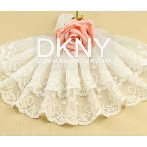 5Yard/Lot Handmade DIY Beige White Cothes Accessories High Quality 16CM Wide Lace Fabric Gauze Embroidery Laciness Trim Material