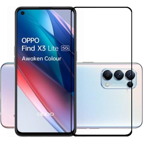 75 Pcs/Lot 2.5D Premium Tempered Glass Full Cover Screen Protector Protective Film for Oppo Find X3 Lite