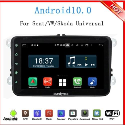 2 din android 9.0 car dvd player for magotan caddy sagitar CC golf6 seat 2008-2012 car radio bluetooth gps navi 4+64GB
