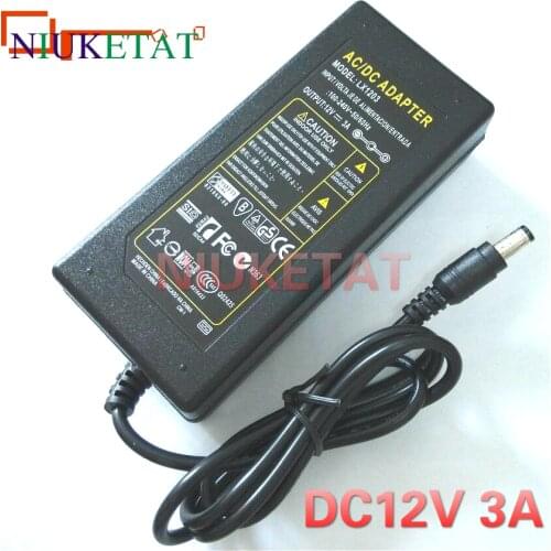 LX1203 12V 3A 12V3A LED light power adapter 100-240V LED Power Supply Adapter drive for 5050 3528 LED Light Strip not with line