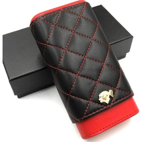 COHIBA Genuine Leather Adjustable Cedar Wood 3 Tube Cigar Case Humidor Cigar Box Cigars Case W/Gift Box Smoking Tool For COHIBA