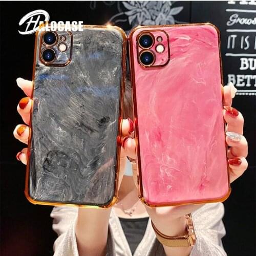 Luxury Plating Marbling Case for iPhone 11 Pro Max 11 Pro 11 Fashion Airbag Anti Falling Mobile Phone Shell