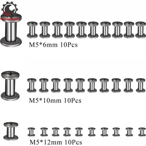30 Pcs Black M5 Chicago Screws Binding Screw Metal Screw Posts Nail Rivet Button for Leather Bookbinding Crafts