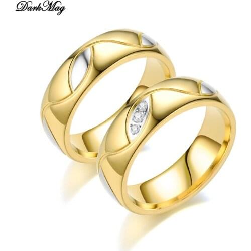 DarkMag Original Design Fashion Jewelry Vintage Irregular Crystal Couples Love Rings For Women Valentines Day Gift