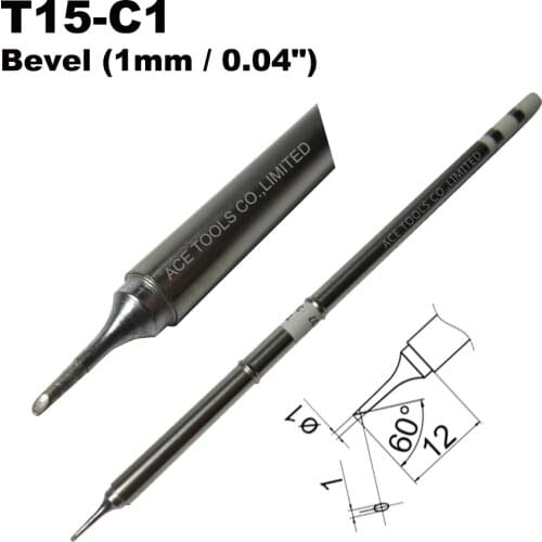 T15-C1 Bevel 1mm Soldering Tip for HAKKO FX-951 FX-950 FX-952 FX-9501 FM-2028 FM2027 Iron Bit Handle Pencil Nozzle Replacement