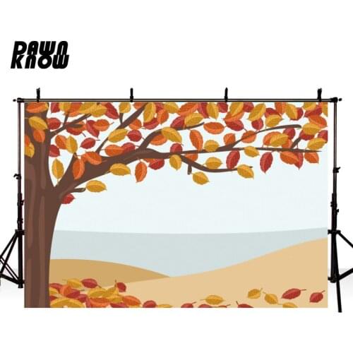 DAWNKNOW Customize Cartoon Tree Leaf Autumn Photography Background Backdrop Family Party Decorate Photocall Photo Studio