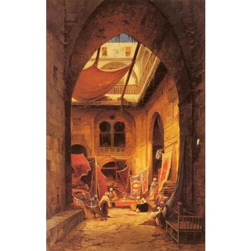 Hermann David Solomon Corrodi Oil Painting repro Arab Carpet Merchants