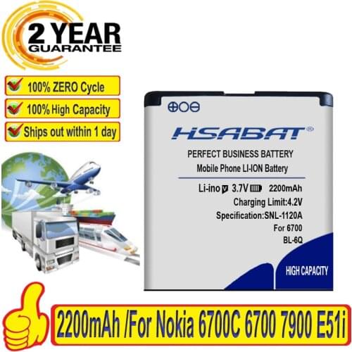 HSABAT 100% New Top Brand 1550mAh Battery for Nokia 6700C 6700 E51i N82 N81 E51 BL-6Q