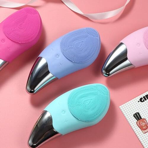 Mini Electric Facial Cleansing Brush Silicone Sonic Face Cleaner Deep Pore Cleaning Skin Massager Face Cleansing Brush Device