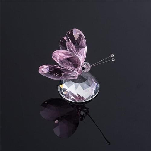 5 Color Crystal Handmade Crystal Butterfly Miniature Figurine Animal Craft Glass Garden Fairy Ornament Home Decor Paperweight