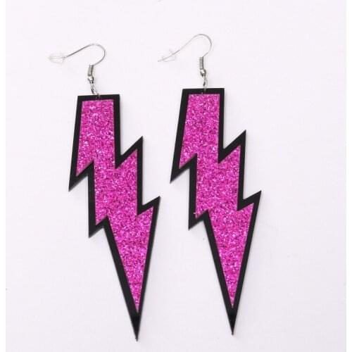 Fashion Multicolor Acrylic Exaggerated lightning earrings women Party Summer Accessory
