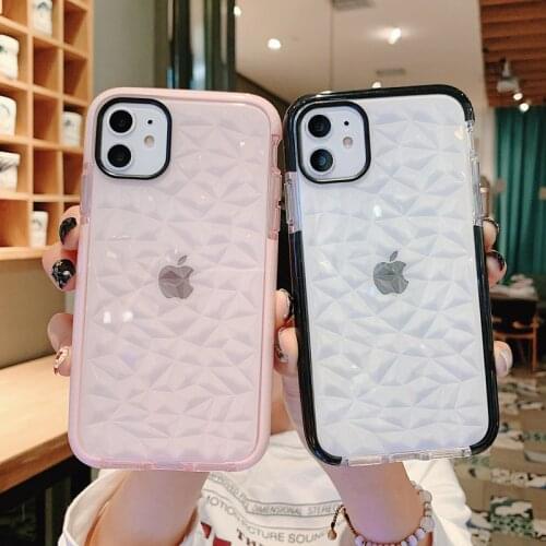 Moskado Diamond Texture Solid Clear Phone Case For iPhone 12 Pro Max 11 Pro Max X XR XS Max 7 8 Plus SE 2020 Soft TPU Back Cover