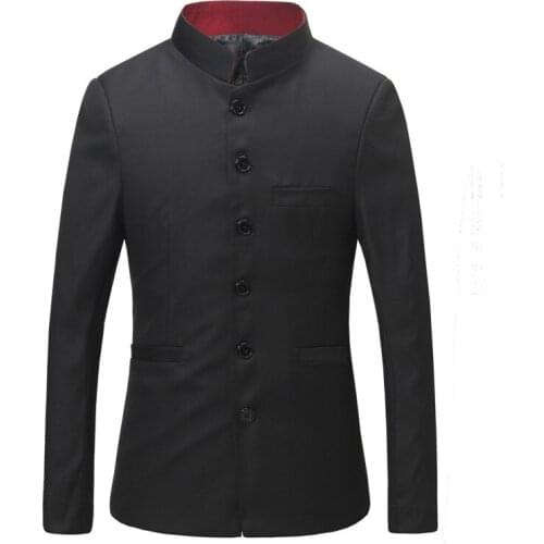 Men Stand Collar Chinese Tunic Suit Coat+Pants Male Blazer Chinese Traditional Party Men Business Suit Slim Custom Fit 16