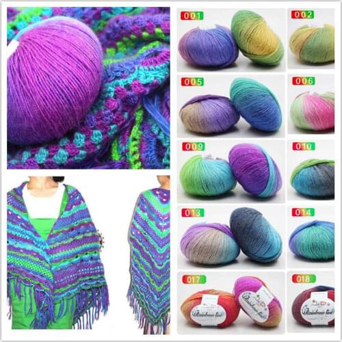 Ball 50g Multicolour Yarn HandCrafts Knitting Soft 100% Wool Baby Lot of Knitted Sweater Scarf Thread wholesale Yarn Wool DIY