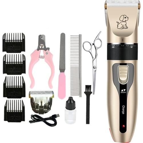Dog Clippers Grooming Kit Professional Electric Pet Clippers Low Noise Rechargeable Cordless Pet Hair Trimmer for Dogs Cats
