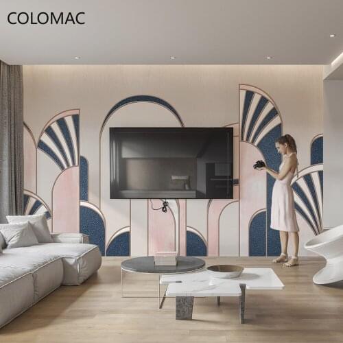 Colomac Custom Nordic Modern Simple Creative Wallpaper Bedroom Clothing Store Geometric Mural Wall Stickers Decor Drop Shopping
