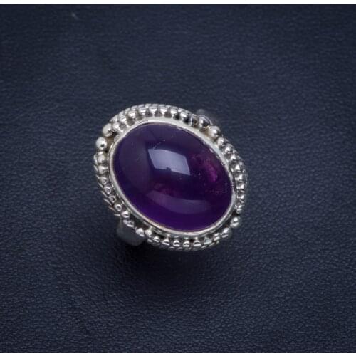 Natural Amethyst Handmade Unique 925 Sterling Silver Ring 6.5 B1213