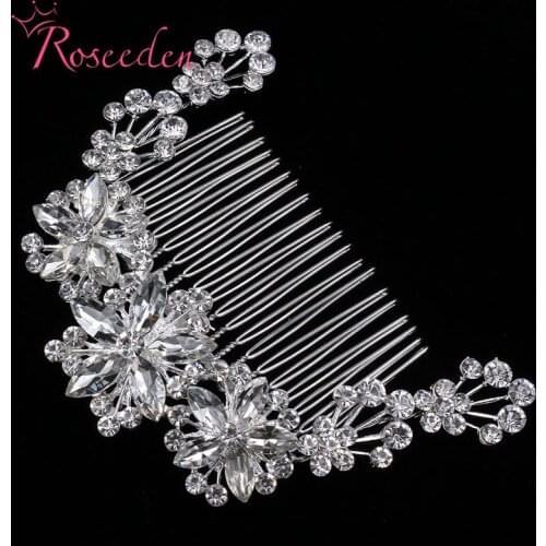 New arrival clear silver Color wedding hair comb rhinestone hairpieces starry flower wedding hair jewelry RE825