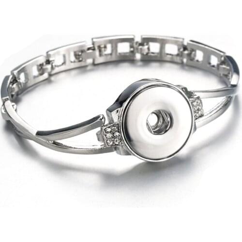 New Trendy Women Bangles Snap Button Bracelets Jewelry Fit 18mm Snap Jewelry Crystal Bracelet 9469