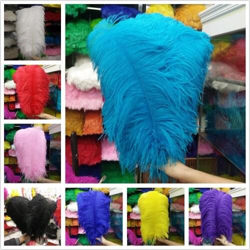 Wholesale 11 Color 50-100 pcs 24-26inches/60-65cm White "thick stem" male ostrich feathers Wedding Birthday Christmas Decoration