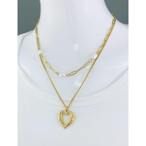 Necklace Jewelry Stainless Steel New Goddess Luxury Golden Color Luxe Fashion Women Hot Sell Double Chain