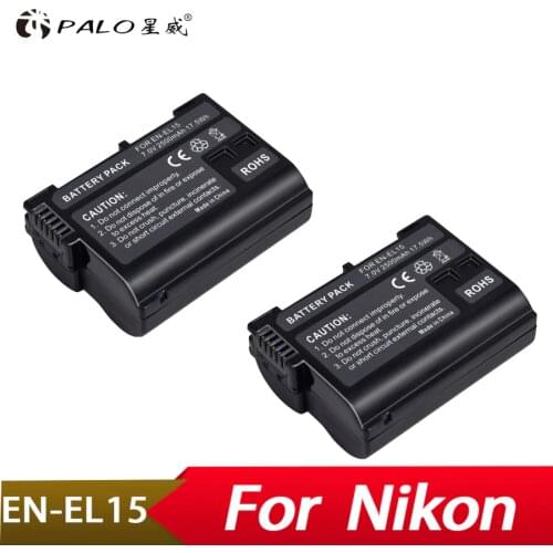 Palo 2Pcs 2500mAh EN-EL15 ENEL15 EN EL15 decoded Camera Battery For Nikon DSLR D600 D610 D800 D800E D810 D7000 D7100 D7200