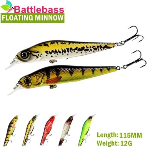 BATTLEBASS Fishing Lure 1Pcs Minnow 12g 11.5cm Wobbling Minnow Floating Lure Hard Bait Fishing Wobblers Crankbait Artificial
