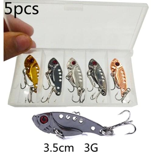 5Pcs/box Metal VIB Lures 3.5cm 3g Vivid Vibrations Spoon Lure Fishing Bait Bass Artificial Hard Bait Cicada Lure VIB Bait