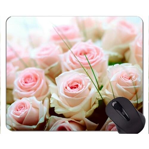 Rectangle Mouse Pad,Rose flower -Stitched Edges